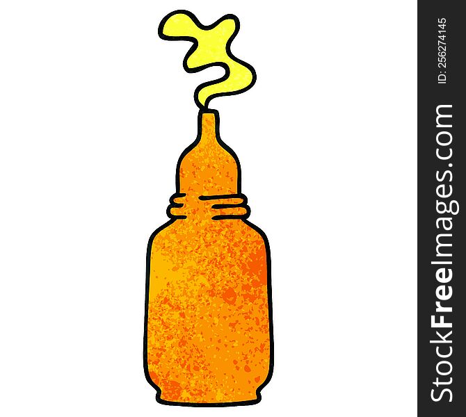 hand drawn quirky cartoon mustard bottle. hand drawn quirky cartoon mustard bottle