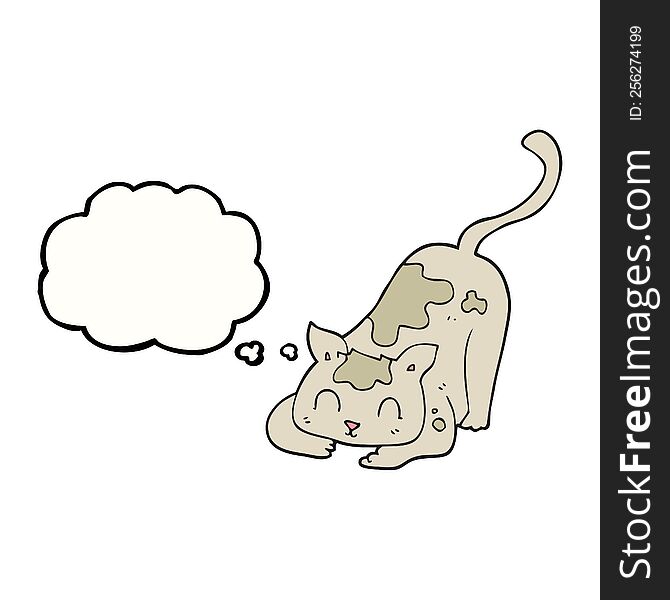 Thought Bubble Cartoon Cat Playing