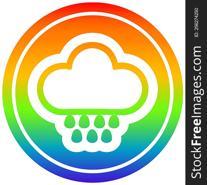 rain cloud circular icon with rainbow gradient finish. rain cloud circular icon with rainbow gradient finish