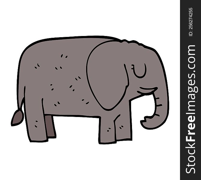 Cartoon Doodle Elephant Standing Still