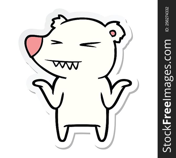 Sticker Of A Angry Polar Bear Cartoon Shrugging Shoulders