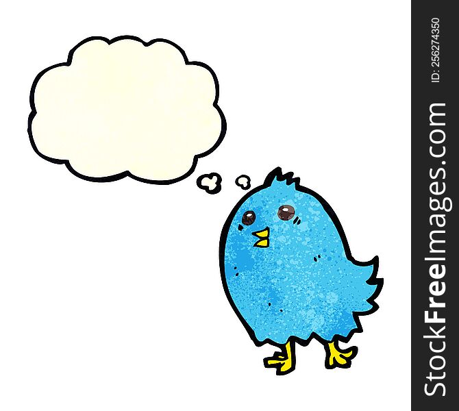 cartoon bluebird with thought bubble