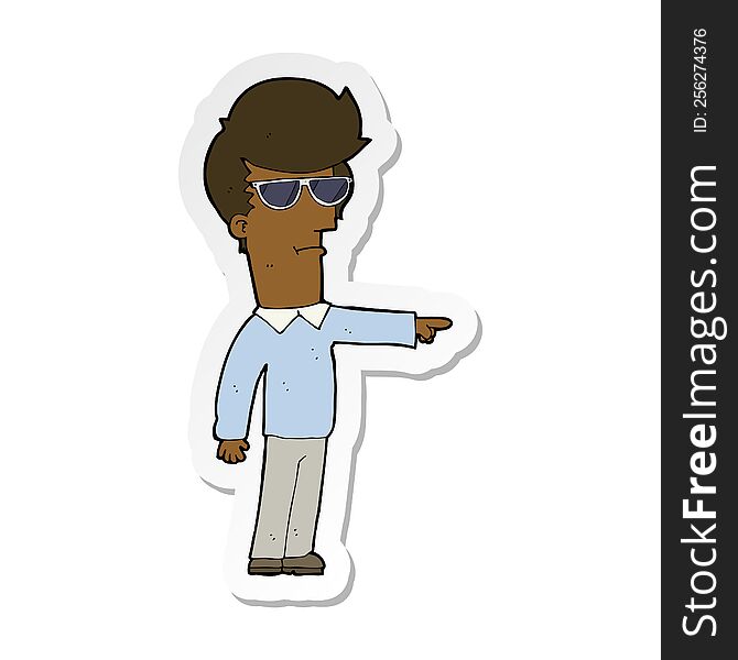 Sticker Of A Cartoon Man In Glasses Pointing