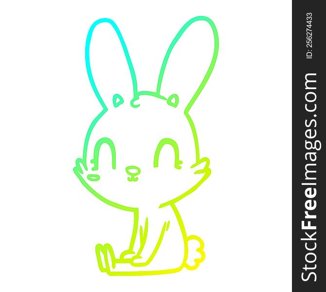 Cold Gradient Line Drawing Cute Cartoon Rabbit Sitting