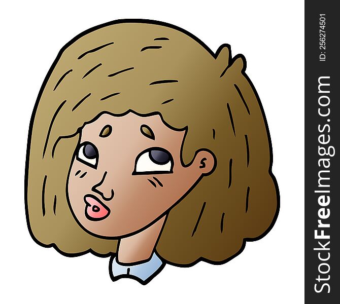 cartoon doodle face of a girl