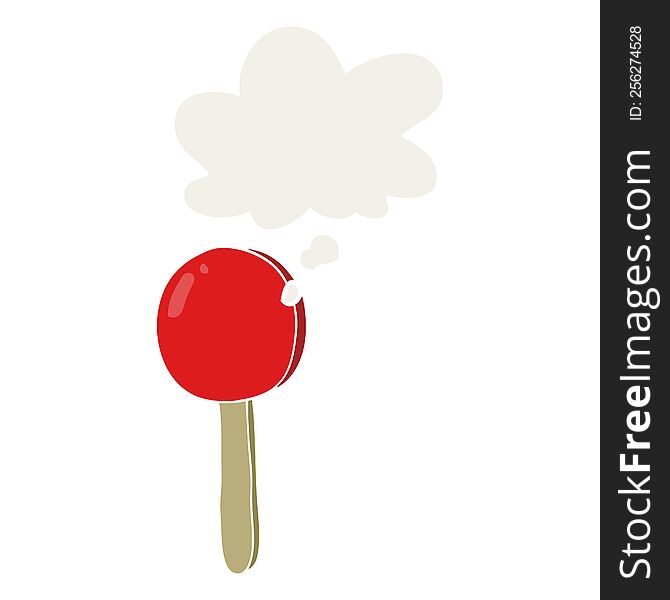 cartoon lollipop with thought bubble in retro style