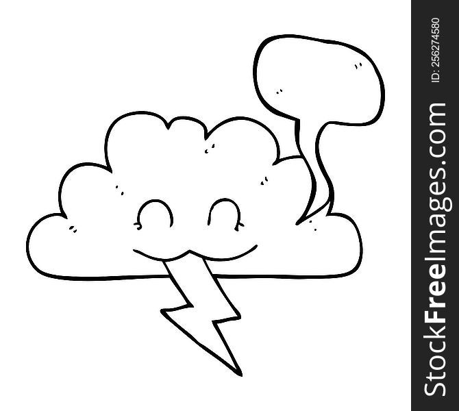 freehand drawn speech bubble cartoon storm cloud