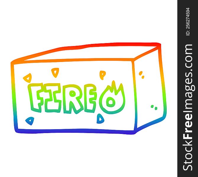 rainbow gradient line drawing of a cartoon emergency fire sign