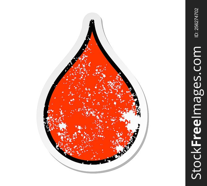 Distressed Sticker Of A Quirky Hand Drawn Cartoon Blood Drop