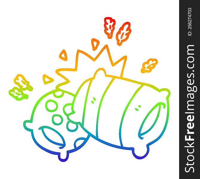 Rainbow Gradient Line Drawing Cartoon Pillows