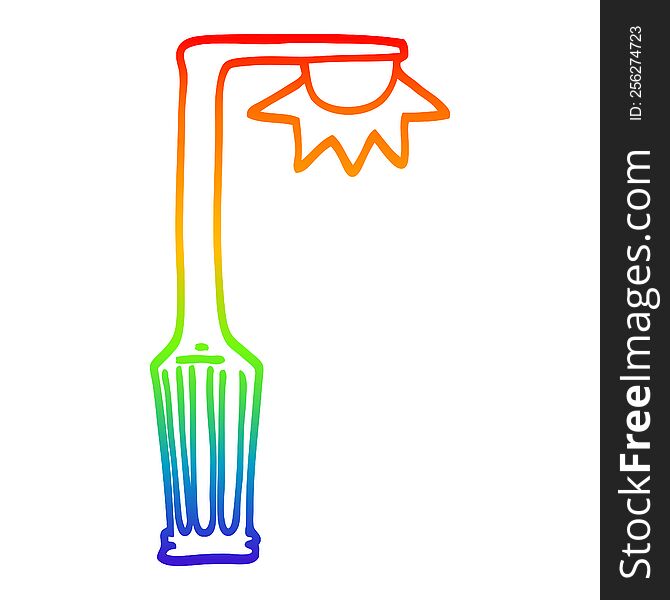 rainbow gradient line drawing of a cartoon lamp post