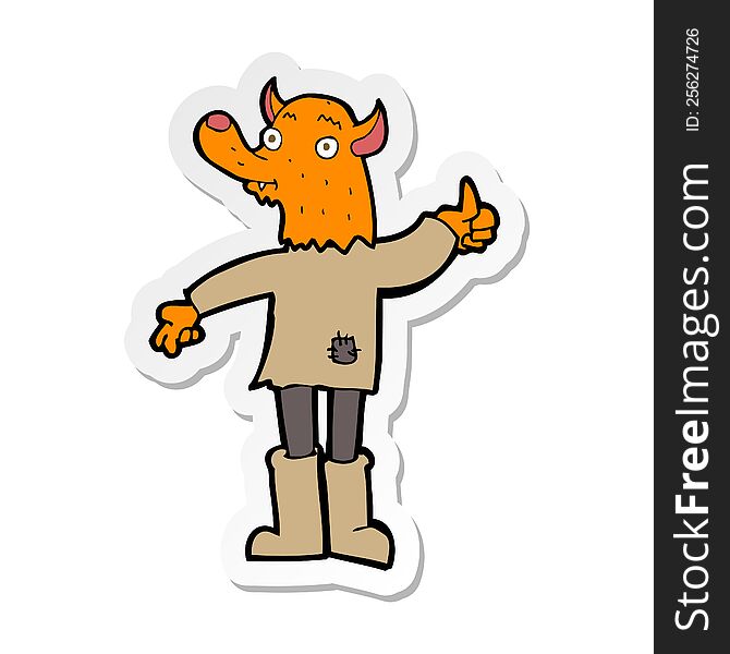 Sticker Of A Cartoon Fox Man