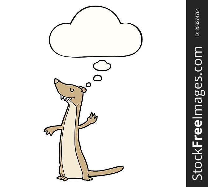 cartoon weasel with thought bubble. cartoon weasel with thought bubble