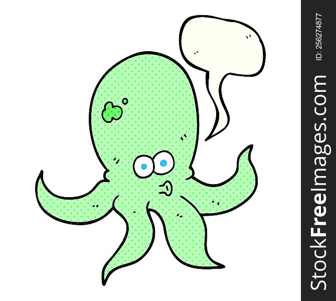 Comic Book Speech Bubble Cartoon Octopus