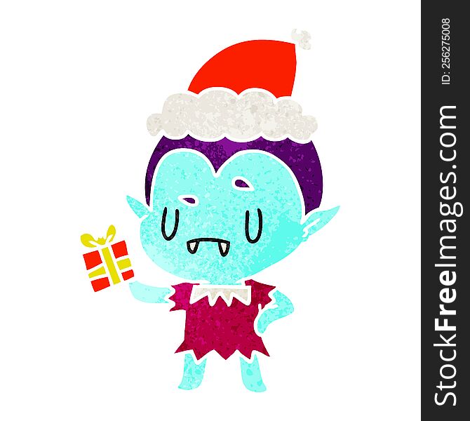 Christmas Retro Cartoon Of Kawaii Vampire
