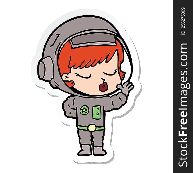 Sticker Of A Cartoon Pretty Astronaut Girl