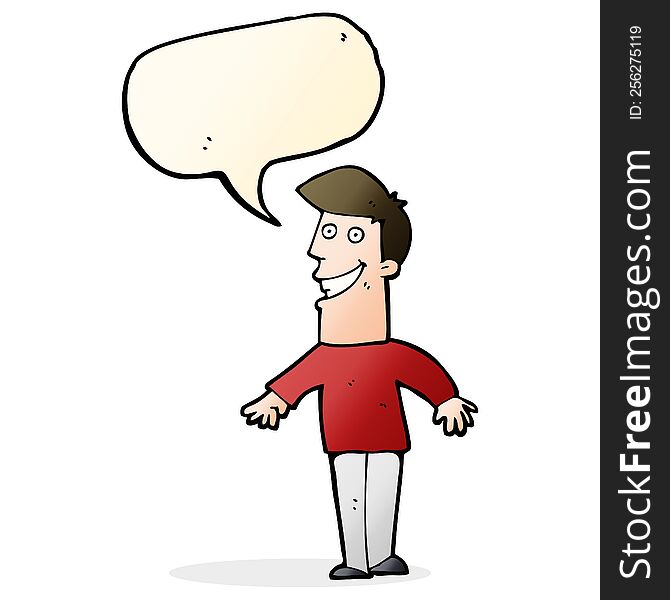 Cartoon Grinning Man With Speech Bubble