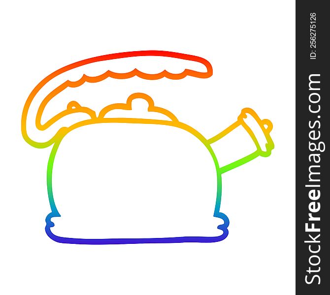 Rainbow Gradient Line Drawing Cartoon Whistling Kettle