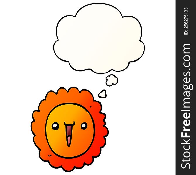cartoon sunflower with thought bubble in smooth gradient style