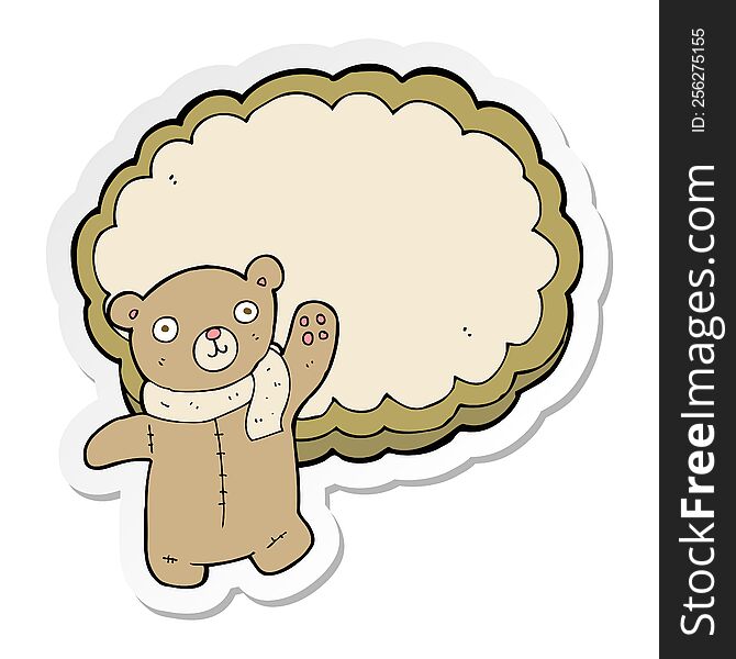 Sticker Of A Cartoon Bear And Cloud