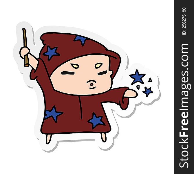 sticker cartoon  cute kawaii wizard child