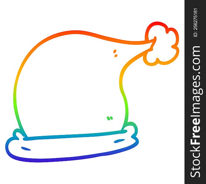 Rainbow Gradient Line Drawing Cartoon Christmas Hats