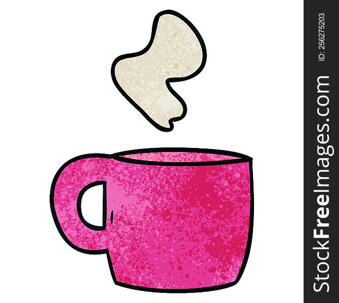 Textured Cartoon Doodle Of A Steaming Hot Drink