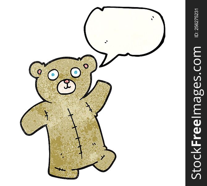 Speech Bubble Textured Cartoon Teddy Bear
