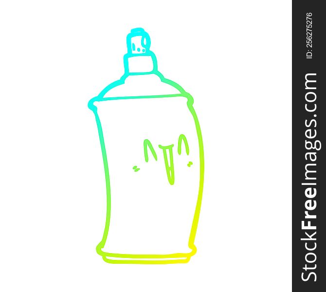 cold gradient line drawing of a cartoon happy spray can