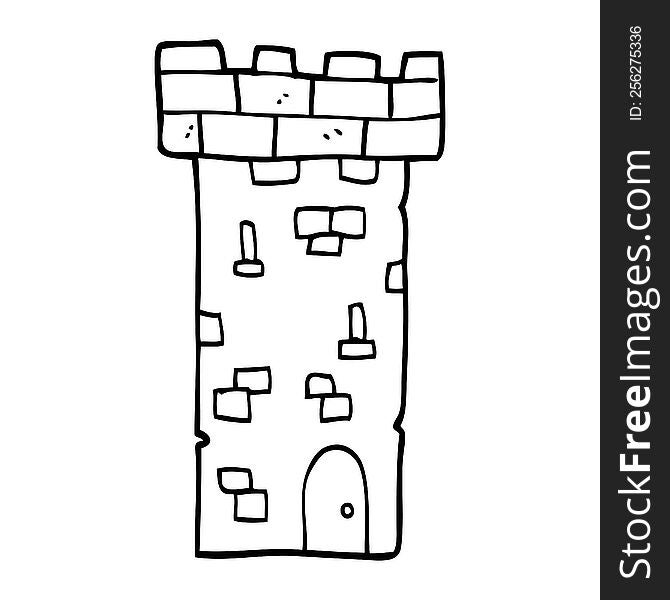 line drawing cartoon castle tower