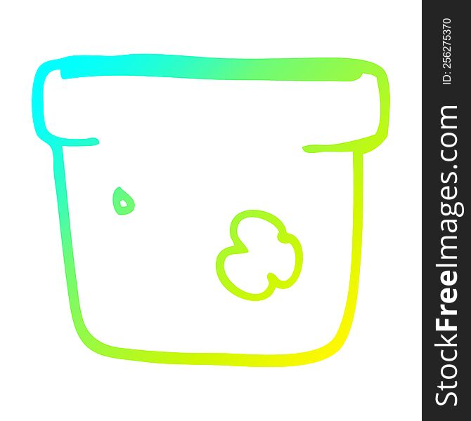 cold gradient line drawing of a cartoon plant pot