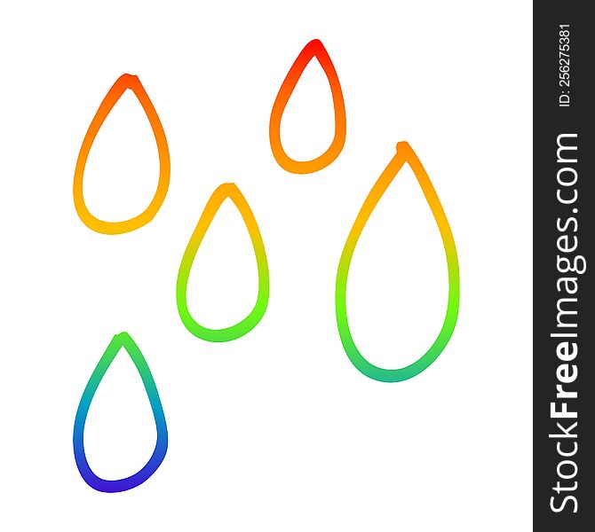 rainbow gradient line drawing of a cartoon green paint droplets