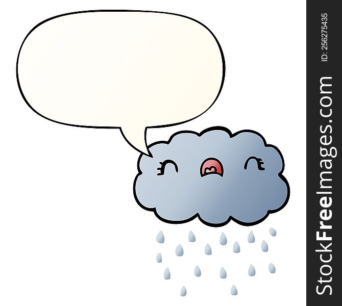 Cute Cartoon Cloud And Speech Bubble In Smooth Gradient Style