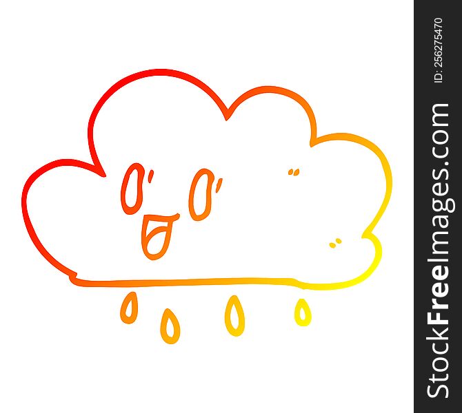 Warm Gradient Line Drawing Cartoon Happy Grey Cloud