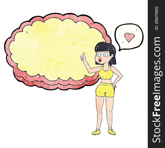 freehand drawn texture speech bubble cartoon gym woman