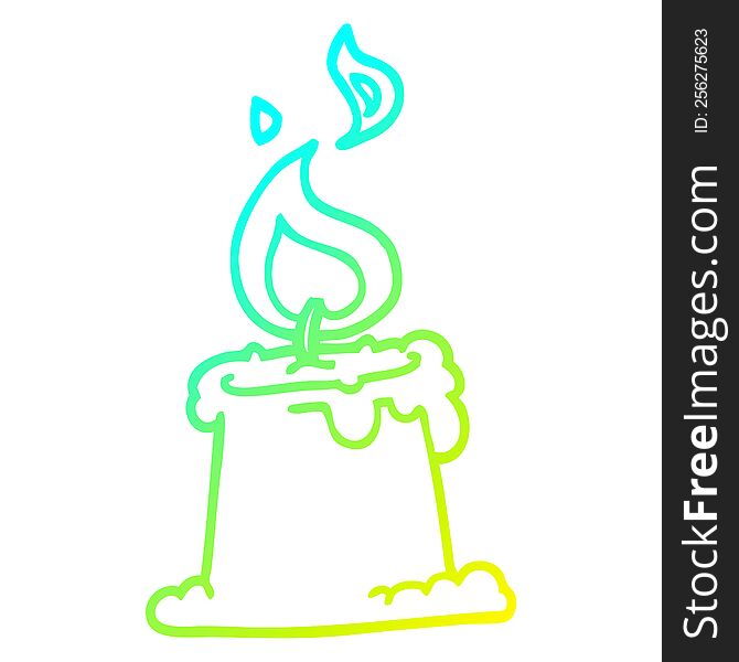 Cold Gradient Line Drawing Cartoon Candle Burning