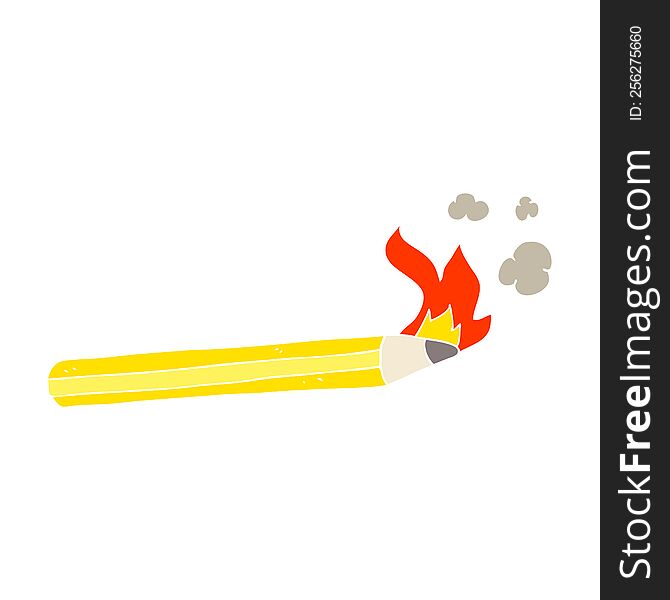 flat color illustration of a cartoon flaming pencil