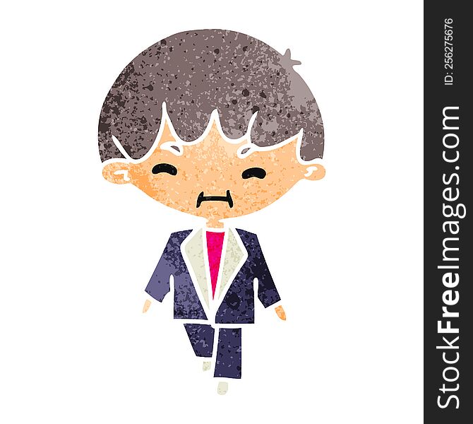 retro cartoon illustration kawaii cute man in suit. retro cartoon illustration kawaii cute man in suit