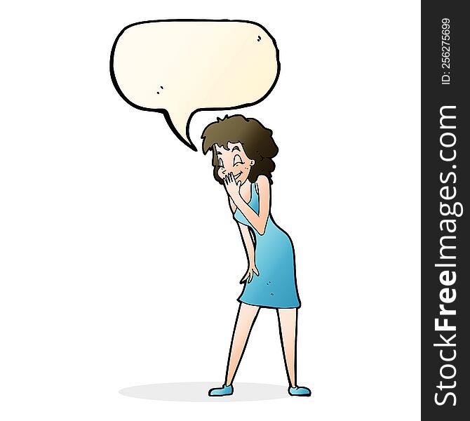 Cartoon Woman Laughing With Speech Bubble