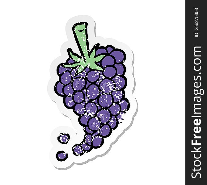 distressed sticker of a cartoon grapes