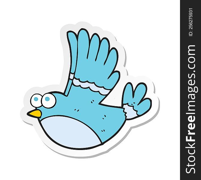 Sticker Of A Cartoon Flying Bird