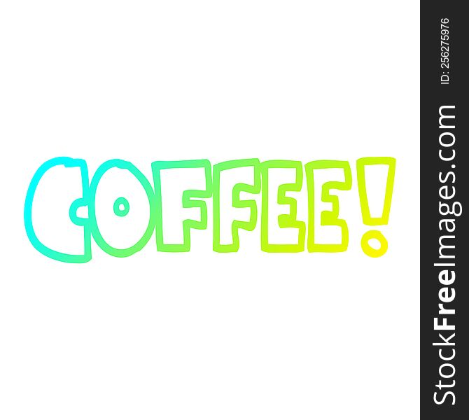 Cold Gradient Line Drawing Cartoon Word Coffee