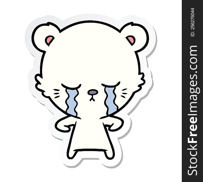 Sticker Of A Crying Cartoon Polarbear