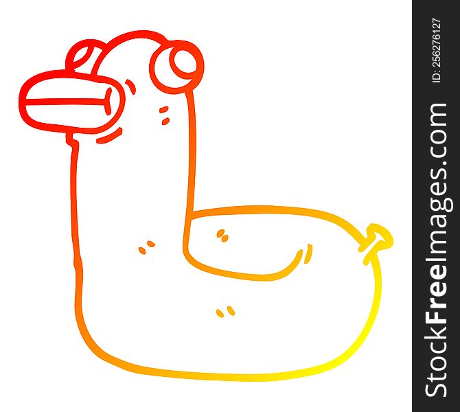 warm gradient line drawing of a cartoon yellow ring duck