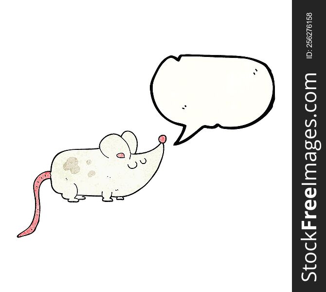 Cute Speech Bubble Textured Cartoon Mouse