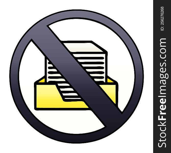 Gradient Shaded Cartoon Paper Ban Sign