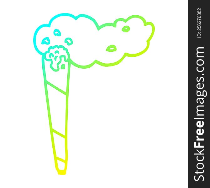 cold gradient line drawing of a cartoon marijuana joint