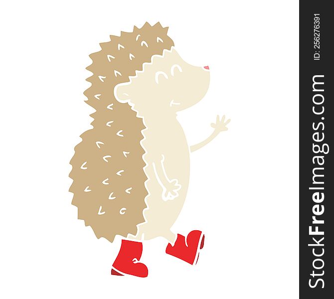 cute flat color illustration of a cartoon hedgehog