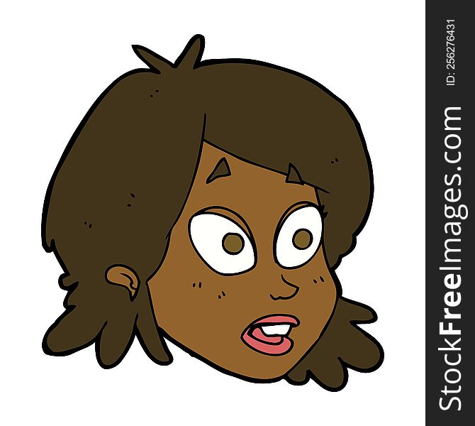 Cartoon Female Face With Surprised Expression