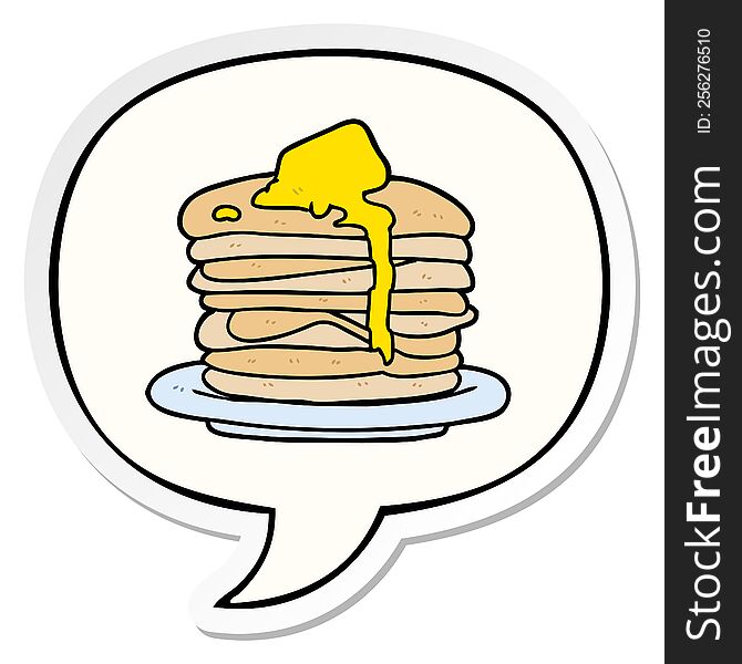 cartoon stack of pancakes and speech bubble sticker